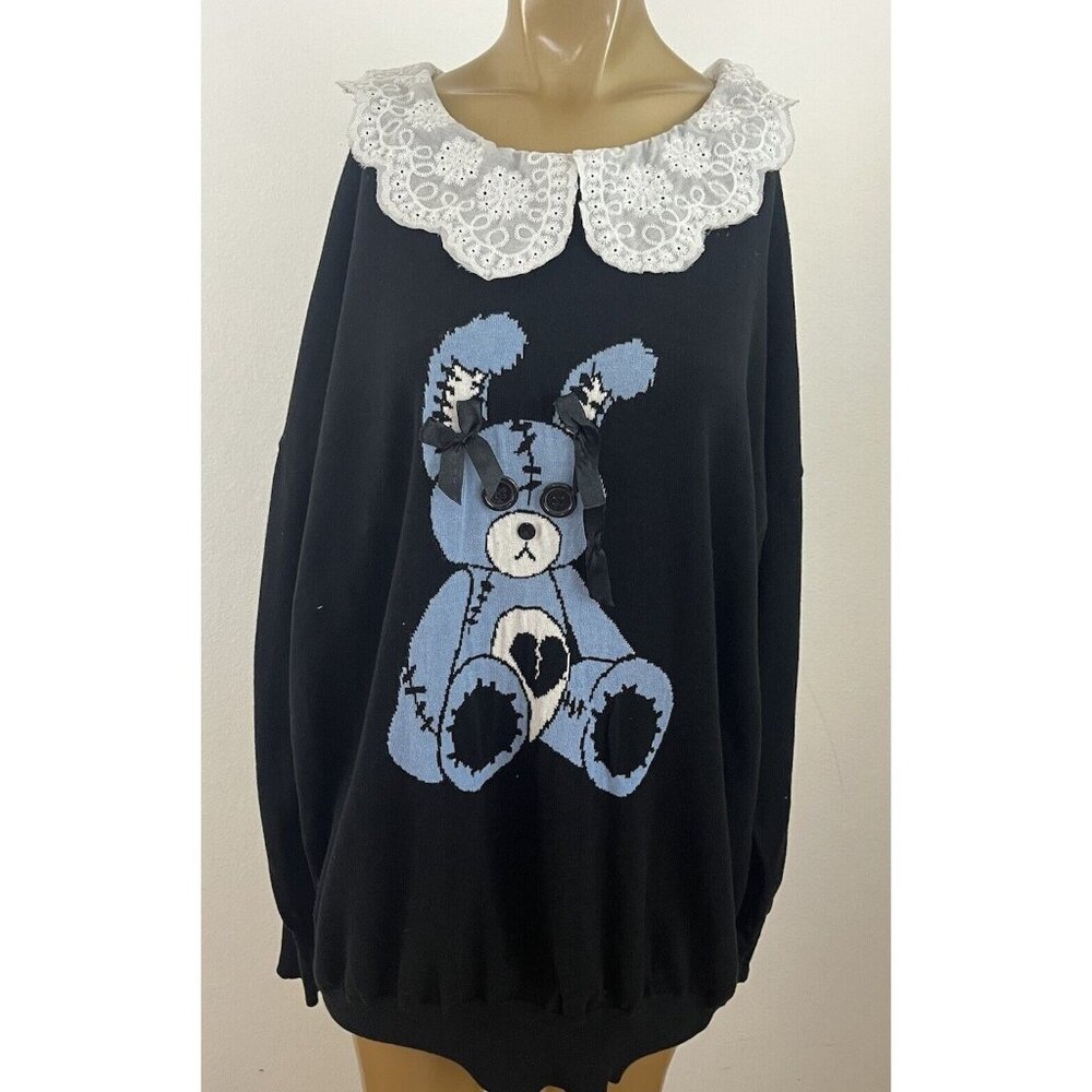 Dolls Kill Widow Tortured by Thoughts Oversized Sweater Women's XL Rabbit Bunny